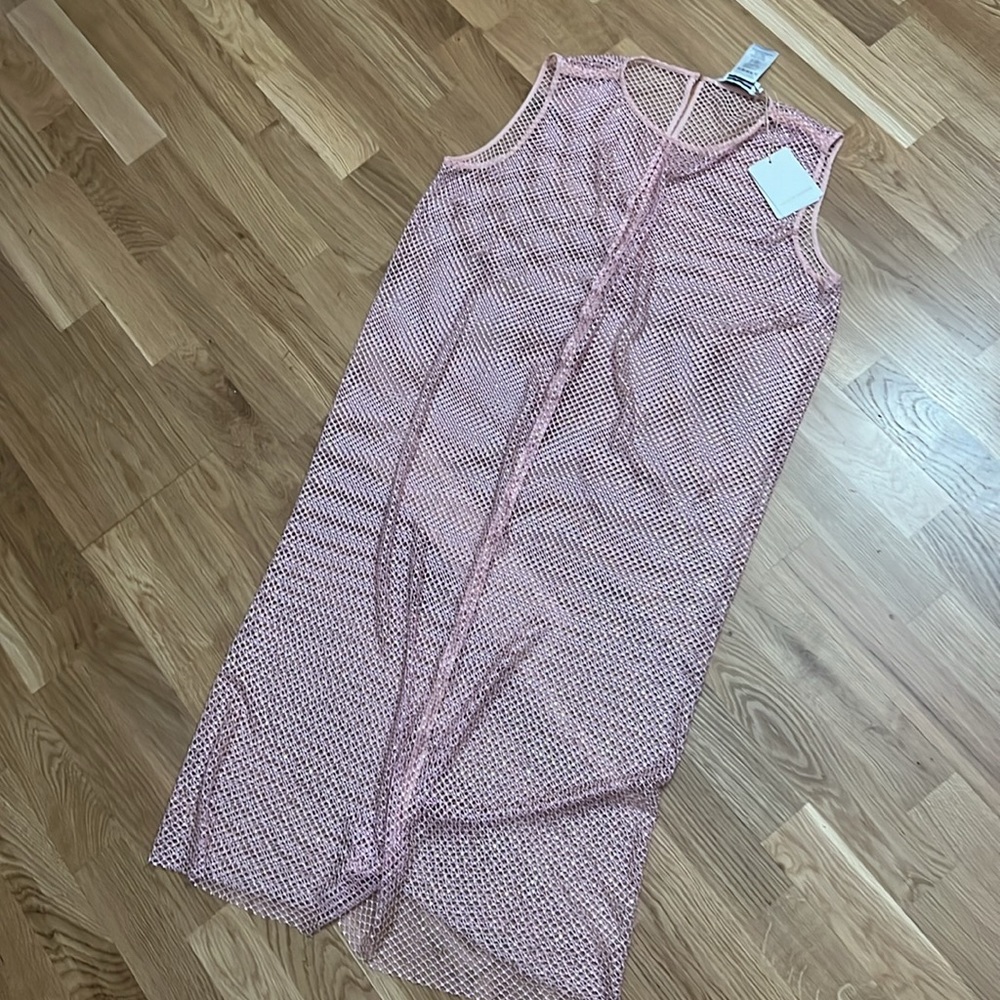 NWT Scanlan Theodore DIAMANTE MESH DRESS PALE PINK - Picture 8 of 13